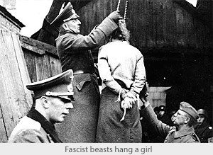 Фашистские звери вешают девушку